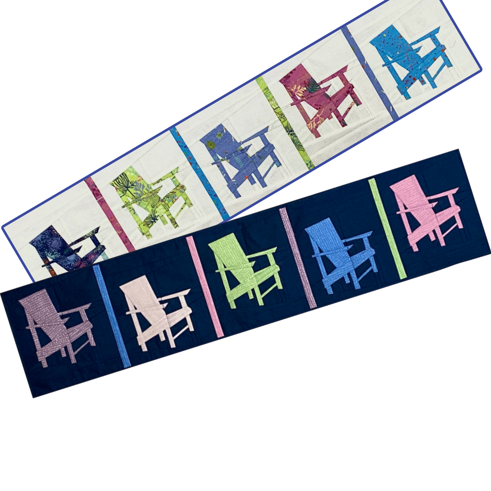 Foundation pieced Adirondack chairs for 2023 row x row experience