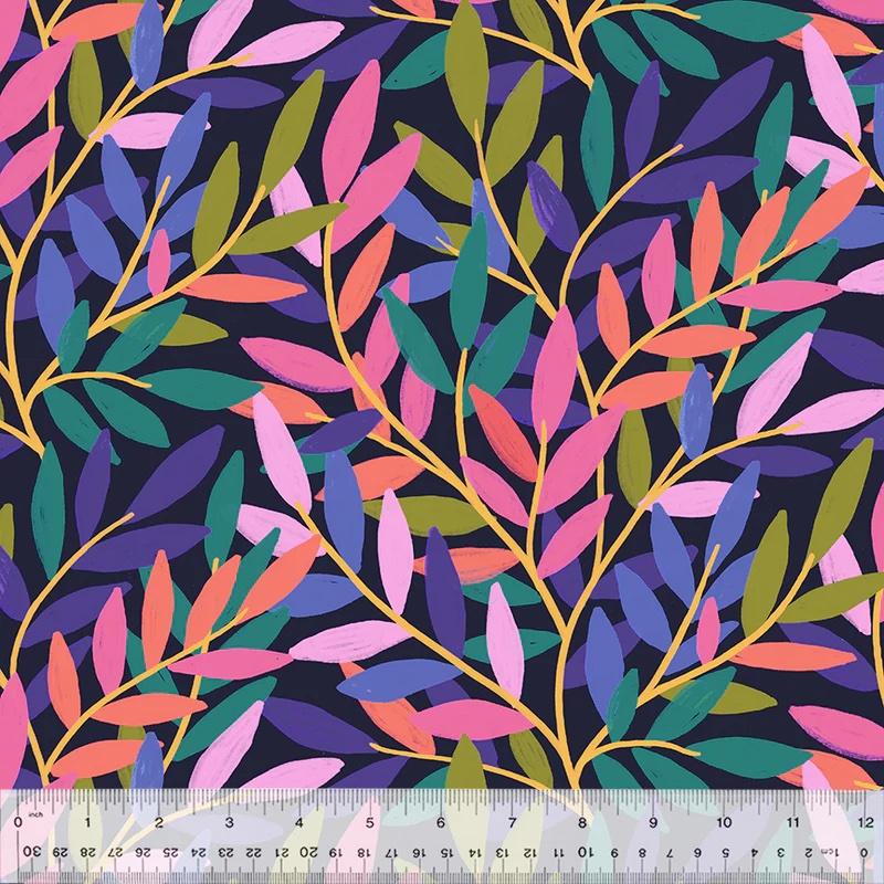 108" Twilight Tendrils 54804W-1DES Midnight - Quilted Strait