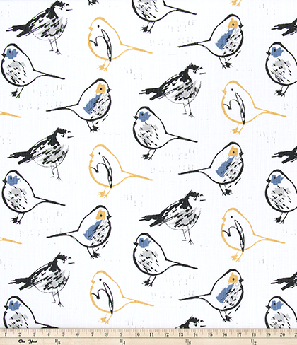 1 yard cut Bird Toile Brazil Slub Canvas