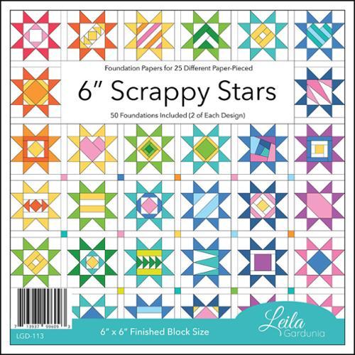 6" Scrappy Stars Foundation Paper Piece Pad 25 Different Designs - Quilted Strait