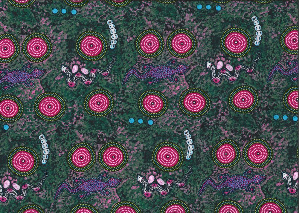 Snake Goanna Bush Tucker Pink - Quilted Strait