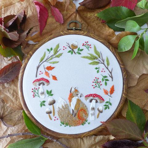 Autumn Fox 6&quot; Embroidery Kit - Quilted Strait