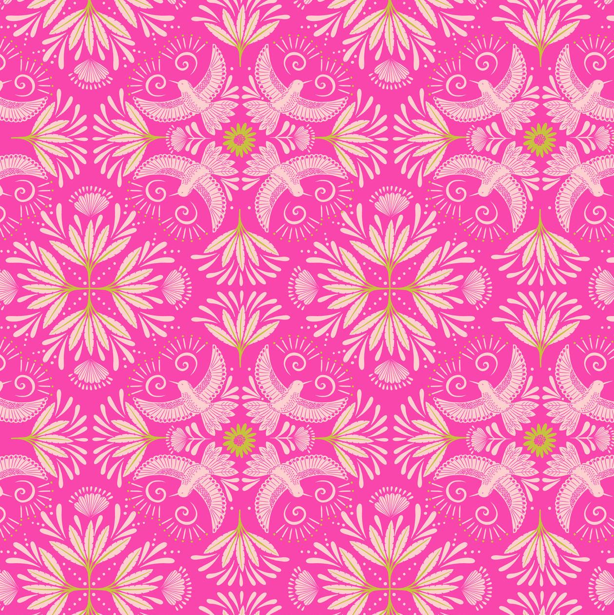 Bahia 811.1 Pink Bahian Hummingbird - Quilted Strait