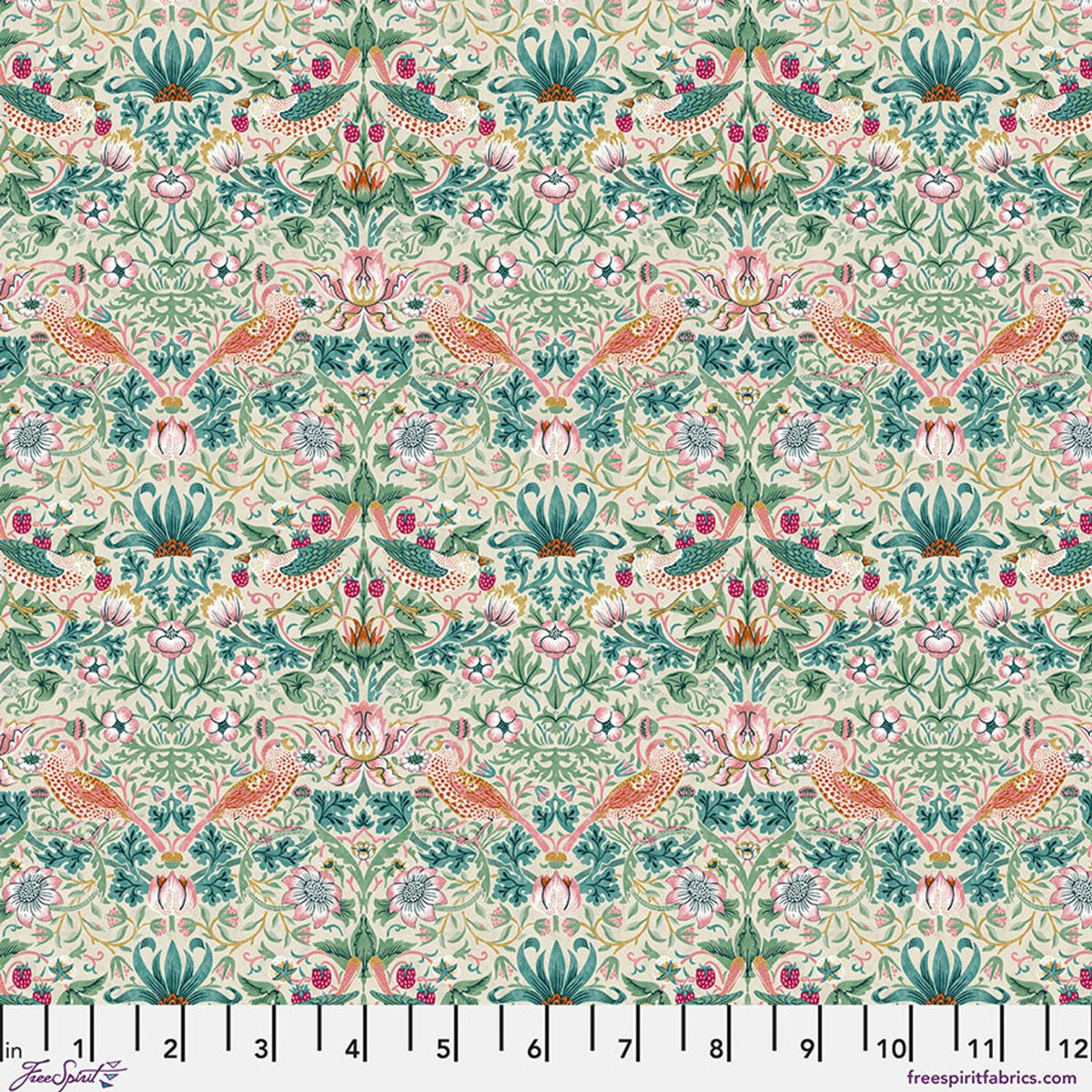 Bedford Park Cotton Lawn Mini Strawberry Thief 006 Mineral - Quilted Strait