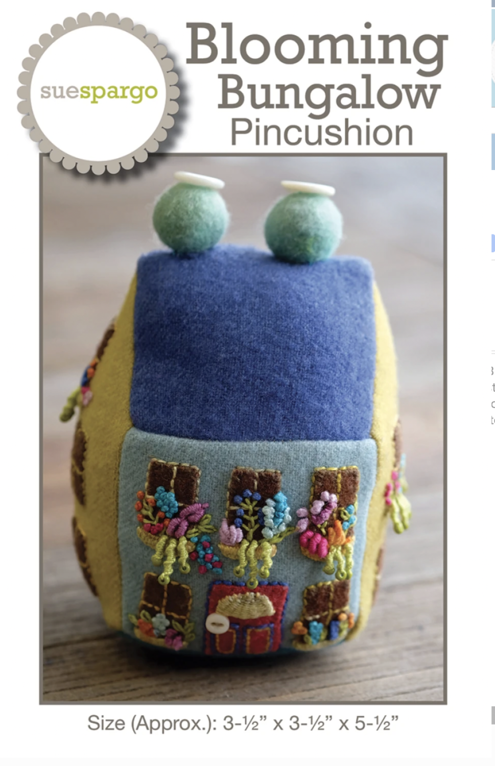 Blooming Bungalow Wool Applique Pin Cushion Pattern