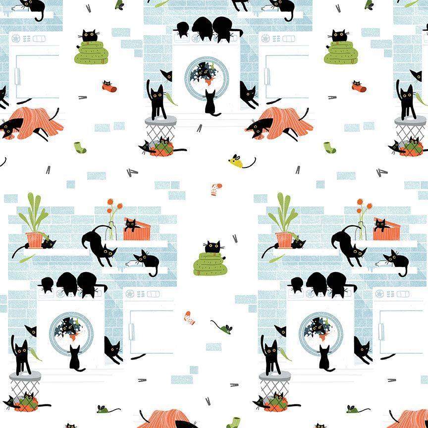 Cats In The Laundry 3264 Rinse Repeat White