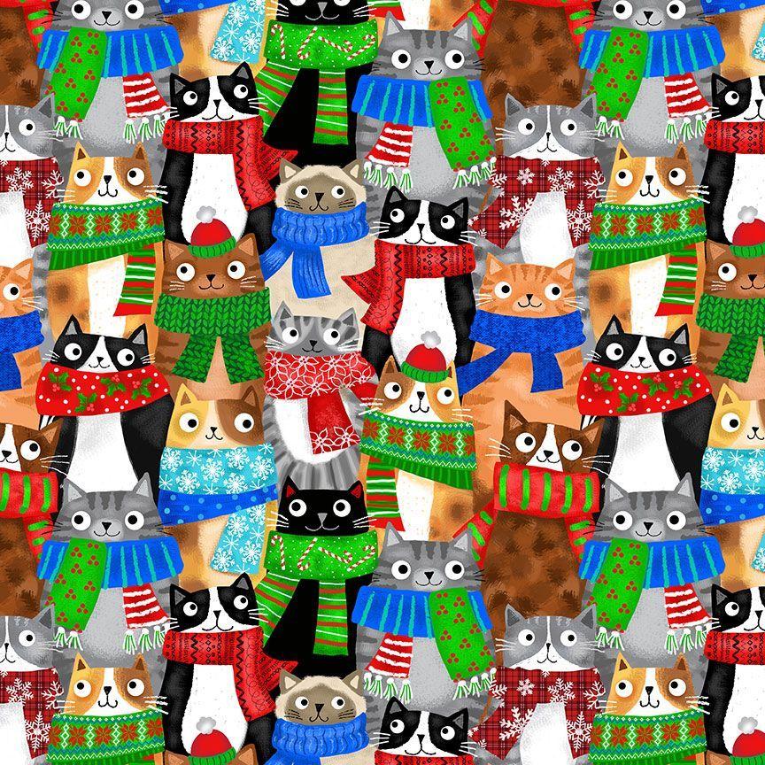 Cats Gail-CD2943 Cats with Holiday Scarfs - Quilted Strait