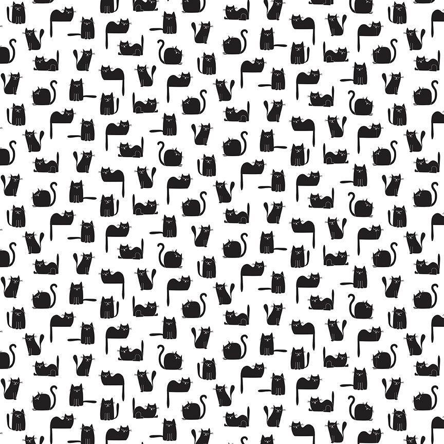 Cats CD2572 Tossed Black Cats - Quilted Strait