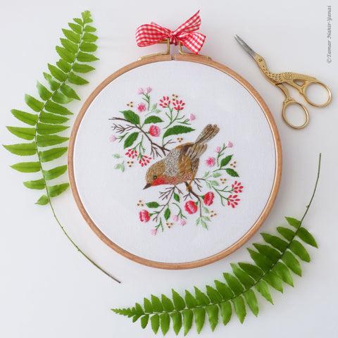 Christmas Robin Bird Embroidery Kit