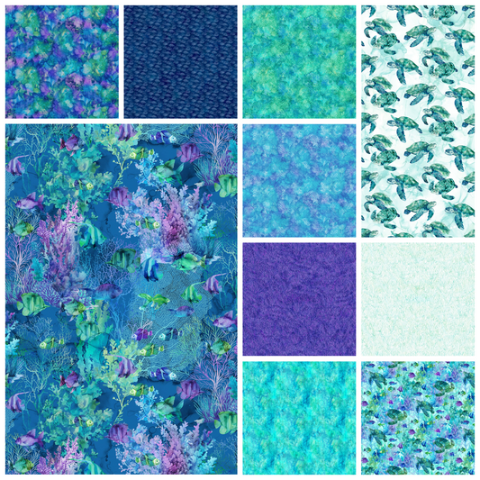 Coral Reef Fat Quarter Bundle (10 Fat Quarters) - Quilted Strait