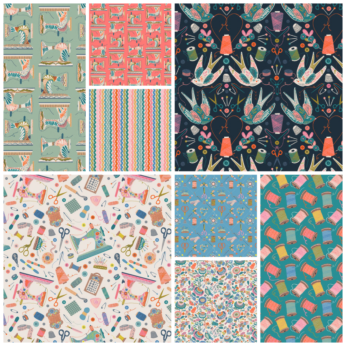 Country Sewing club Fat Quarter Bundle (8 Fat Quarters) - Quilted Strait