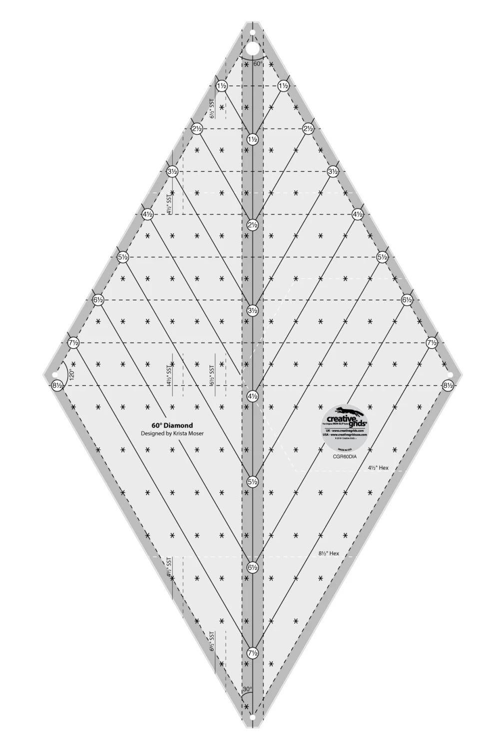 Creative Grids Large 60 degree Diamond Ruler