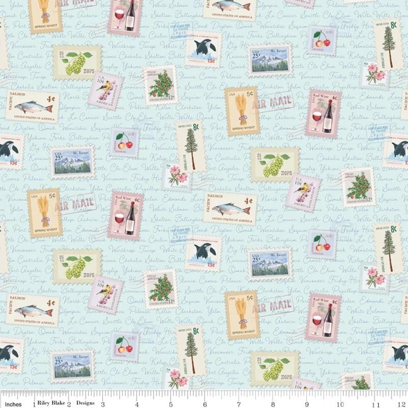 Dear Washington 17731 Stamps Blue - Quilted Strait