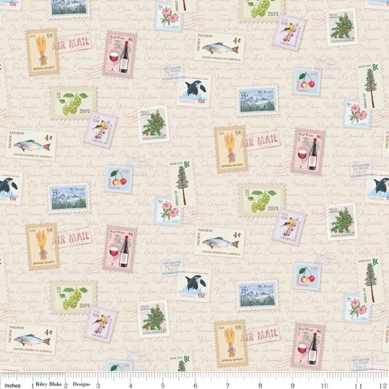 Dear Washington 17731 Stamps Cream - Quilted Strait