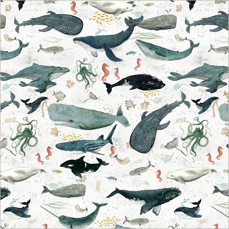 Deep Blue 55255D-2 Creatures of the Sea Foam - Quilted Strait