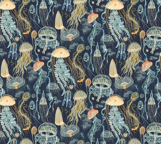 Deep Blue 55259D-1 Jellyfish Field Deep Blue - Quilted Strait