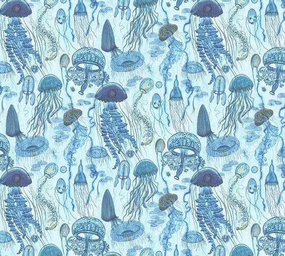 Deep Blue 55259D-3 Jellyfish Field Aqua - Quilted Strait