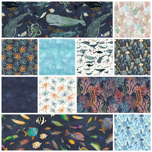 Deep Blue Fat Quarter Bundle - Quilted Strait