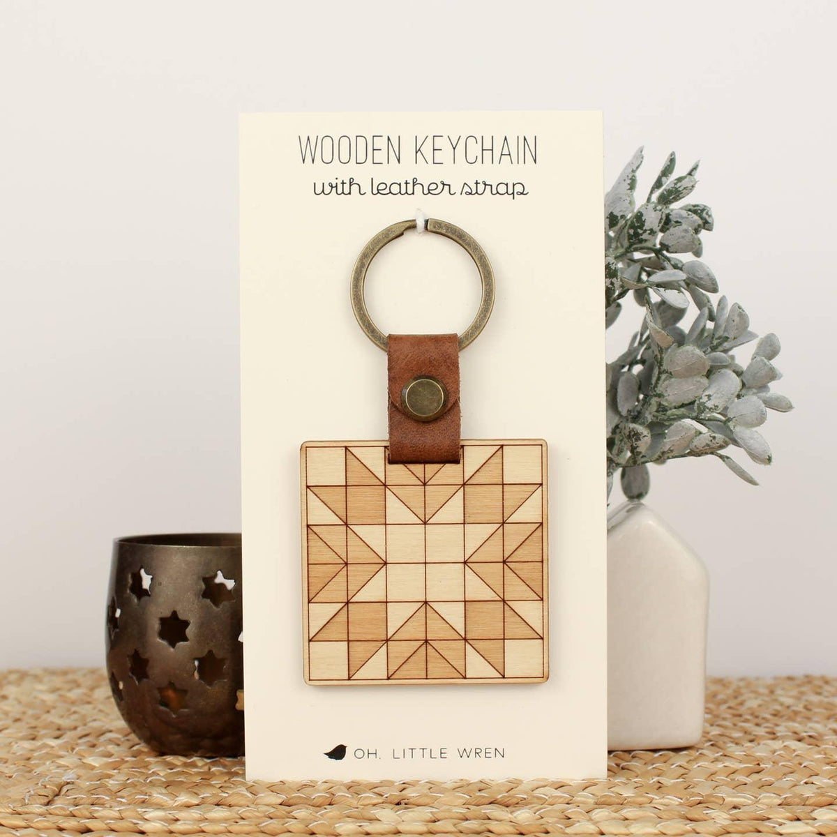 Wood Quilt Keychain #1 (FM)