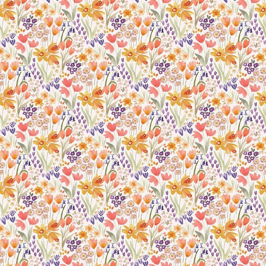 Floral Forest 3438 Egret Full Bloom - Quilted Strait