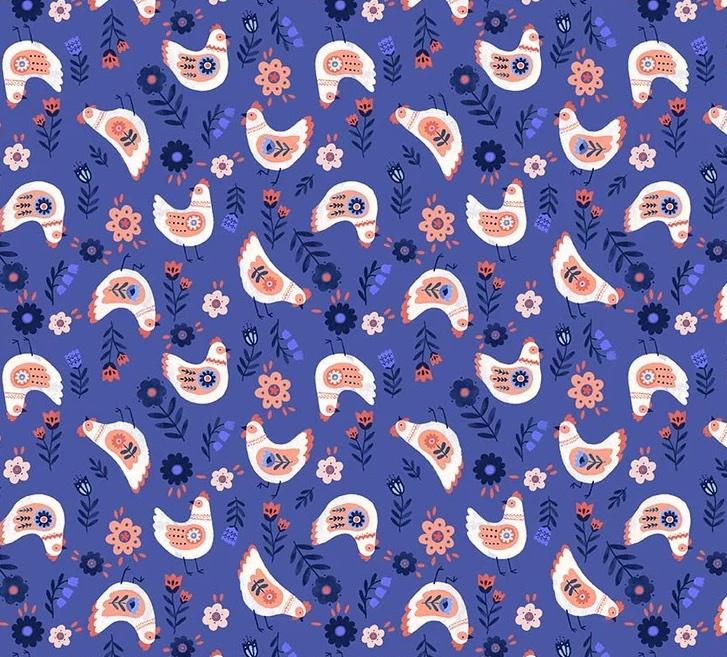 Folky Chicken 55238-4 Cluck Cluck Cluck Royal - Quilted Strait