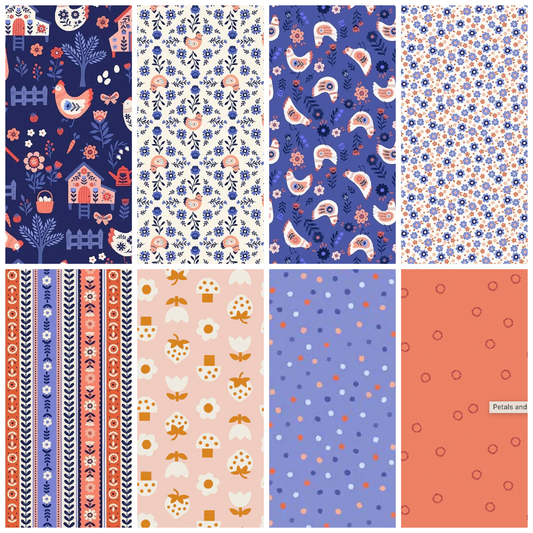 Folky Chicken Fat Quarter Bundle (8 Fat Quarters) - Quilted Strait