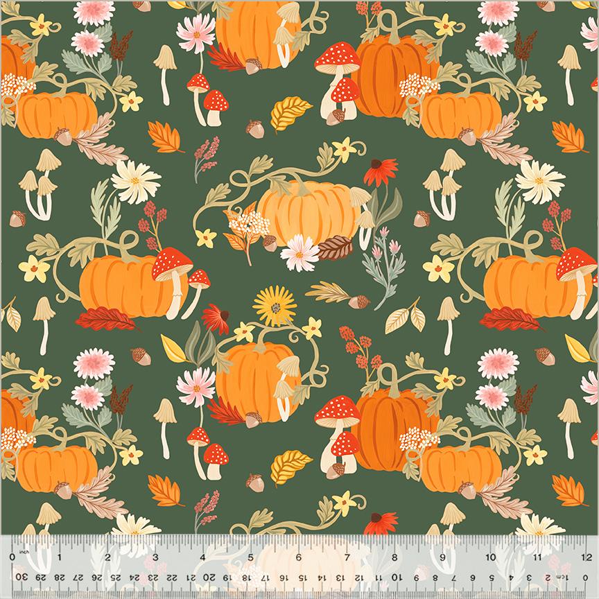 Harvest Gathering 54077-3 Pumpkin Patch Spruce - Quilted Strait