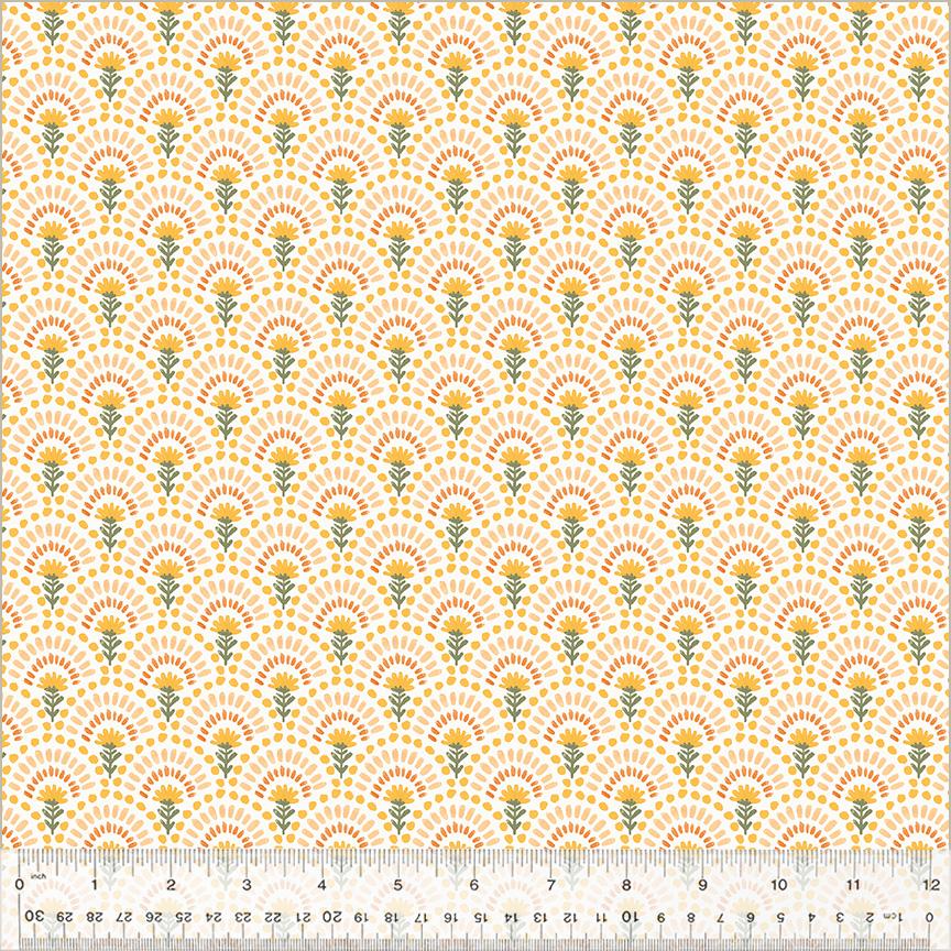 Harvest Gathering 54078-6 Cobblestone Bloom Cloud White - Quilted Strait