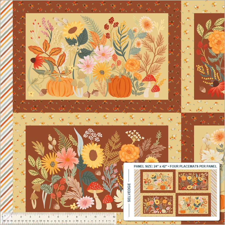 Harvest Gathering Placemat Panel - Quilted Strait