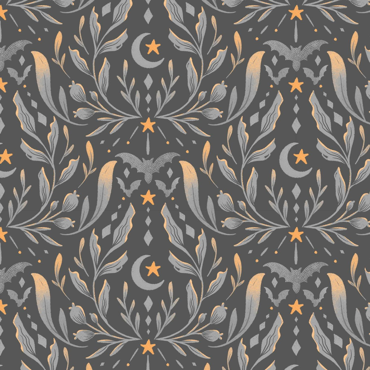 Hauntingly Yours 004-727 Damask Gray Orange
