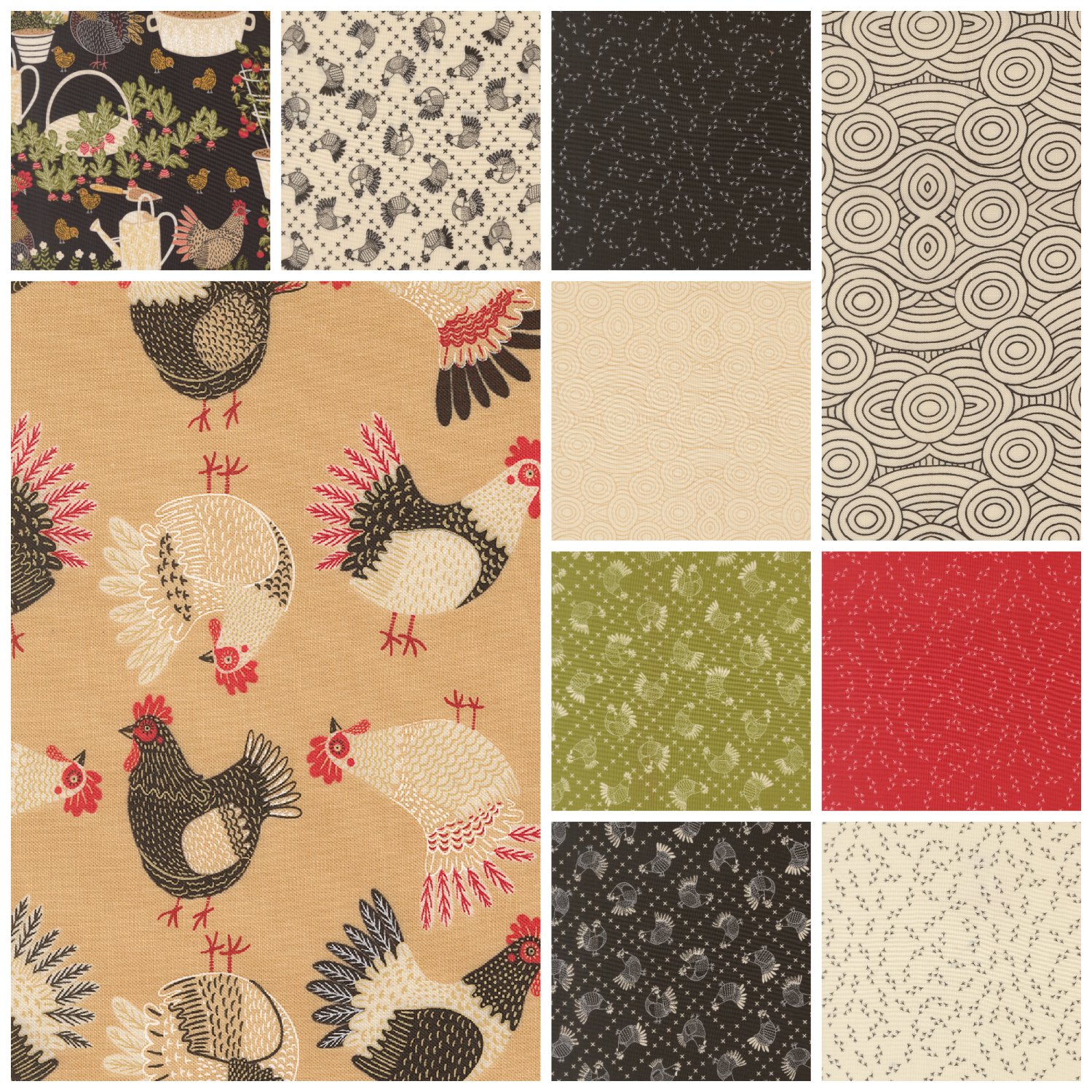 Hens 10 Piece Fat Quarter Bundle - Quilted Strait