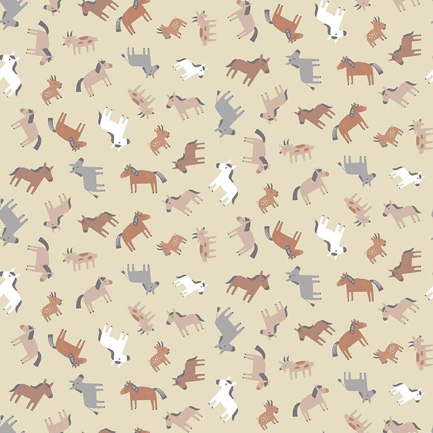 Hogs & Kisses Horses with Cream Background - Quilted Strait