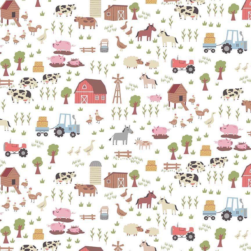 Hogs and Kisses - White Flannel Farm Scene