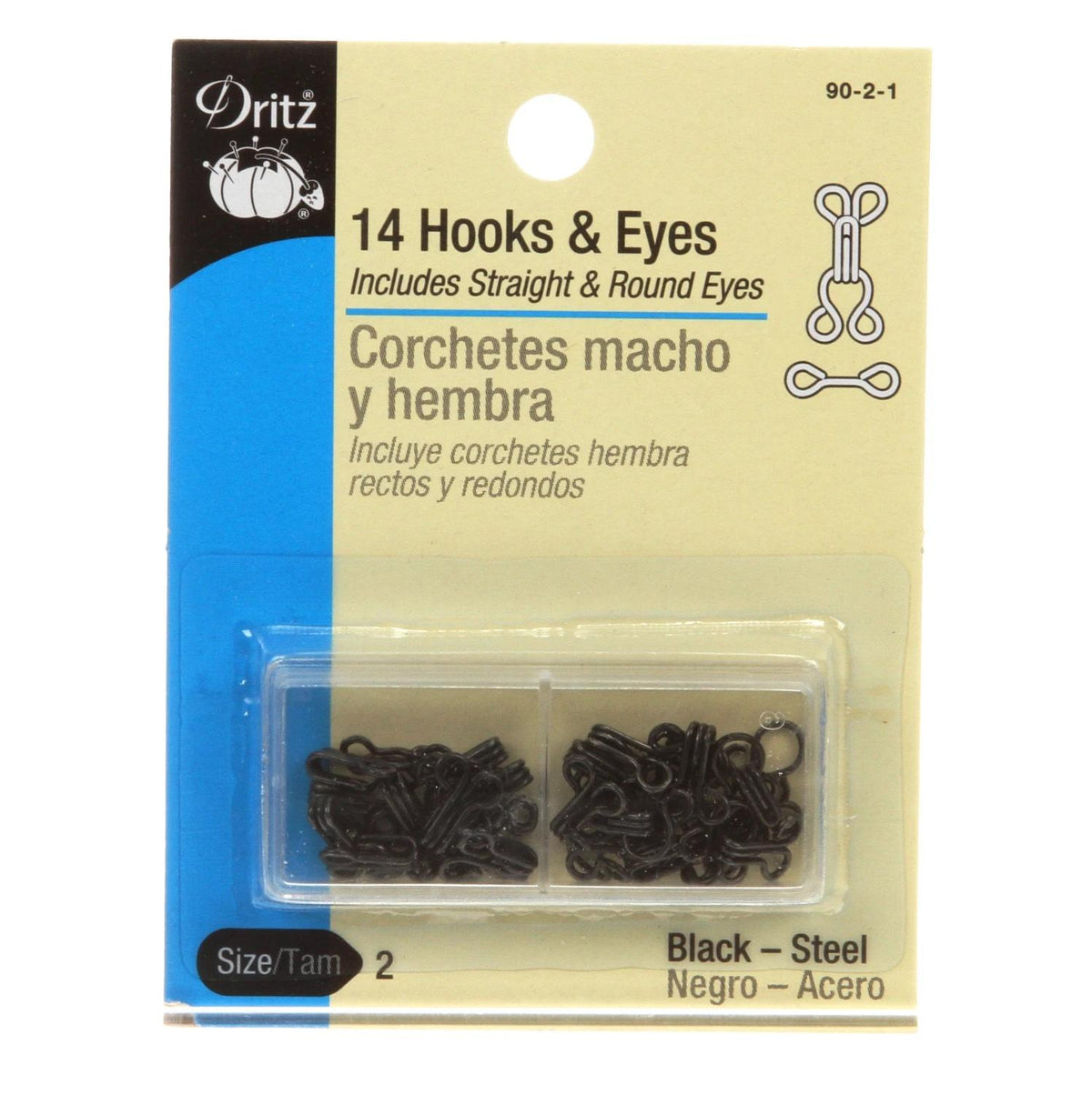 Hook and Eyes Size 2 Black