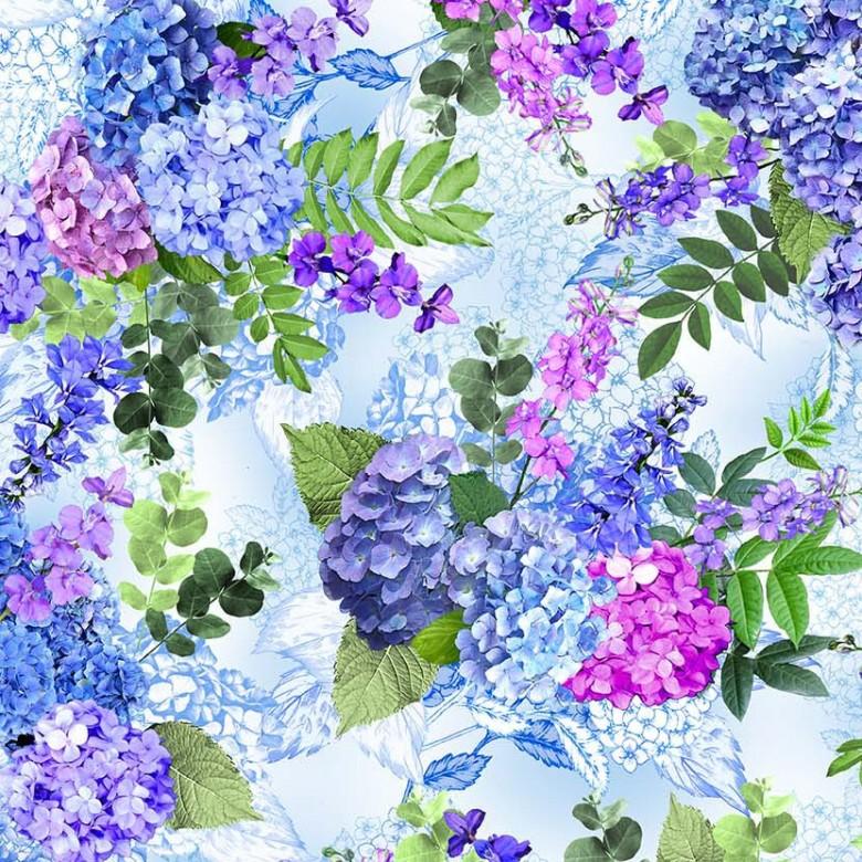 Hydrangea Dreams 11760 Delft Spring Garden - Quilted Strait