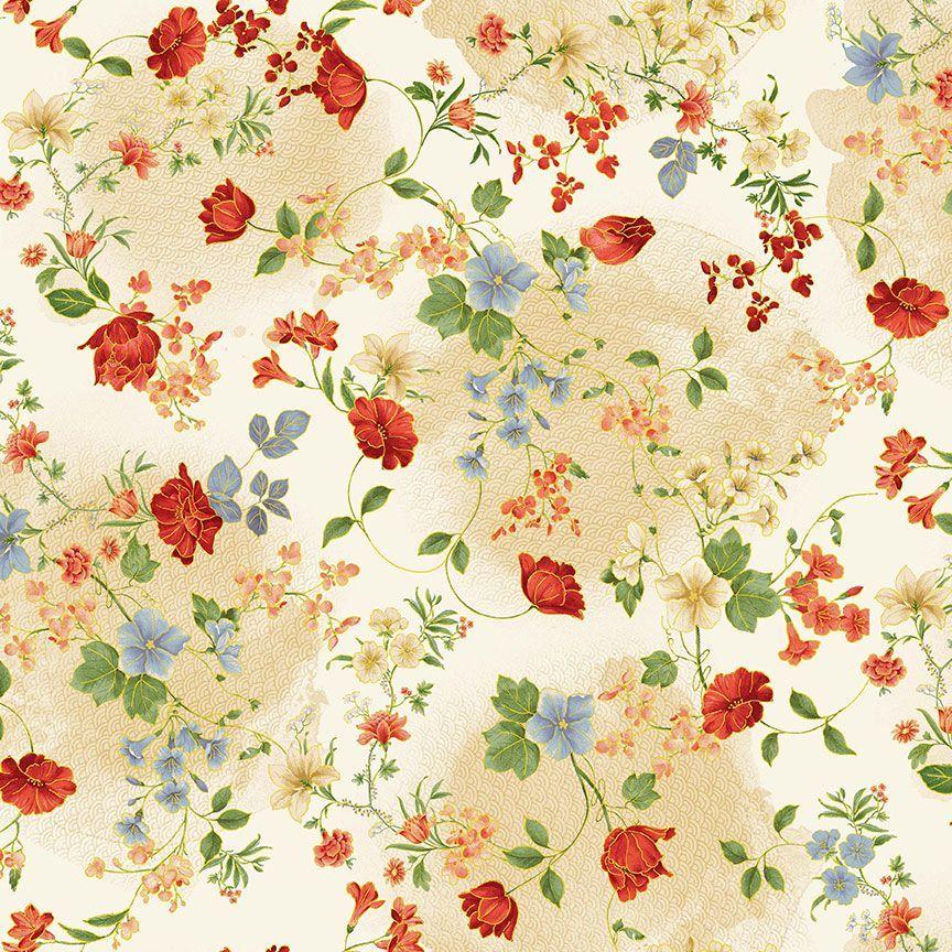 Imperial Bloom CM4375 Floral Vines Metallic Cream