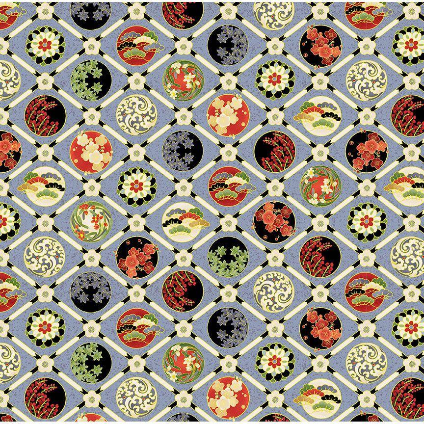 Imperial Bloom CM4377 Floral Check Metallic Grey