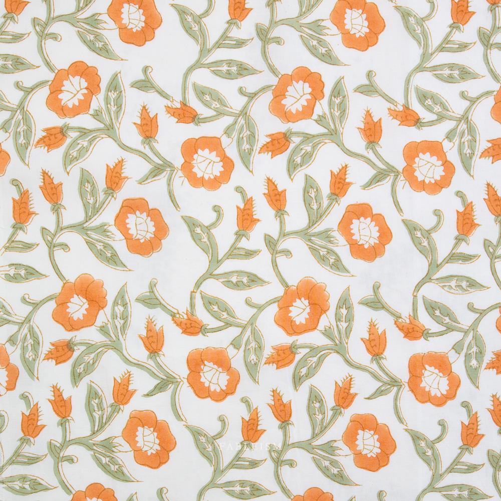 Indian Block Prints Cottage 02 Trumpet Vines Sage