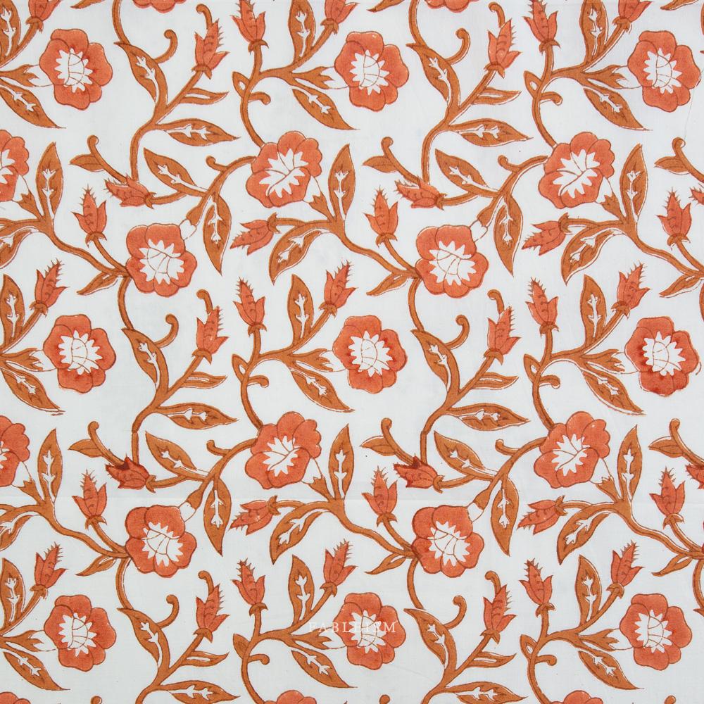 Indian Block Prints Cottage 02 Trumpet Vines Sienna