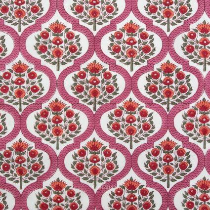 Indian Block Prints Cottage 04 Lattice Floral l Pink