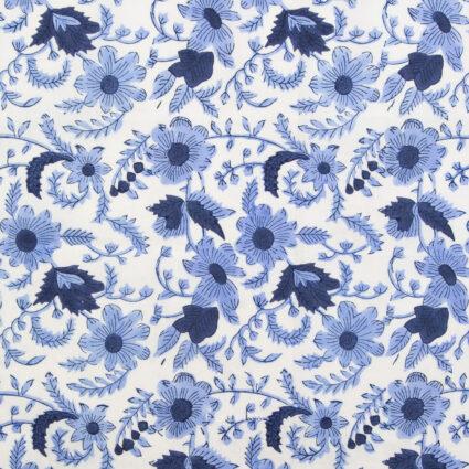 Indian Block Prints Cottage 08 Country Floral Blue