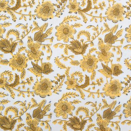 Indian Block Prints Cottage 08 Country Floral Yellow