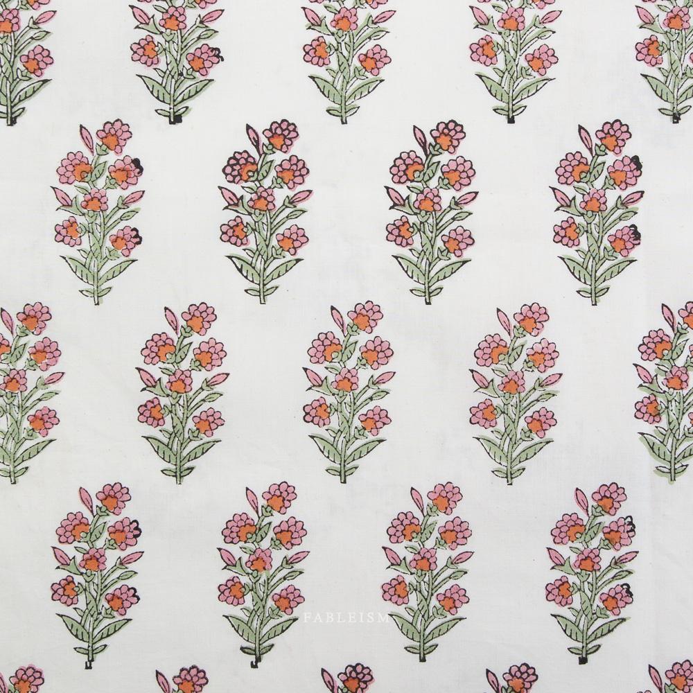 Indian Block Prints Cottage 106 Wild Floral in Blushing