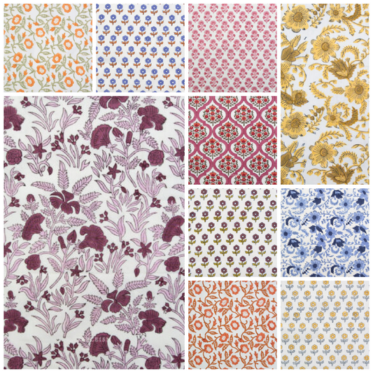Indian Block Prints Fat Quarter Bundle (10 Fat Quarters)