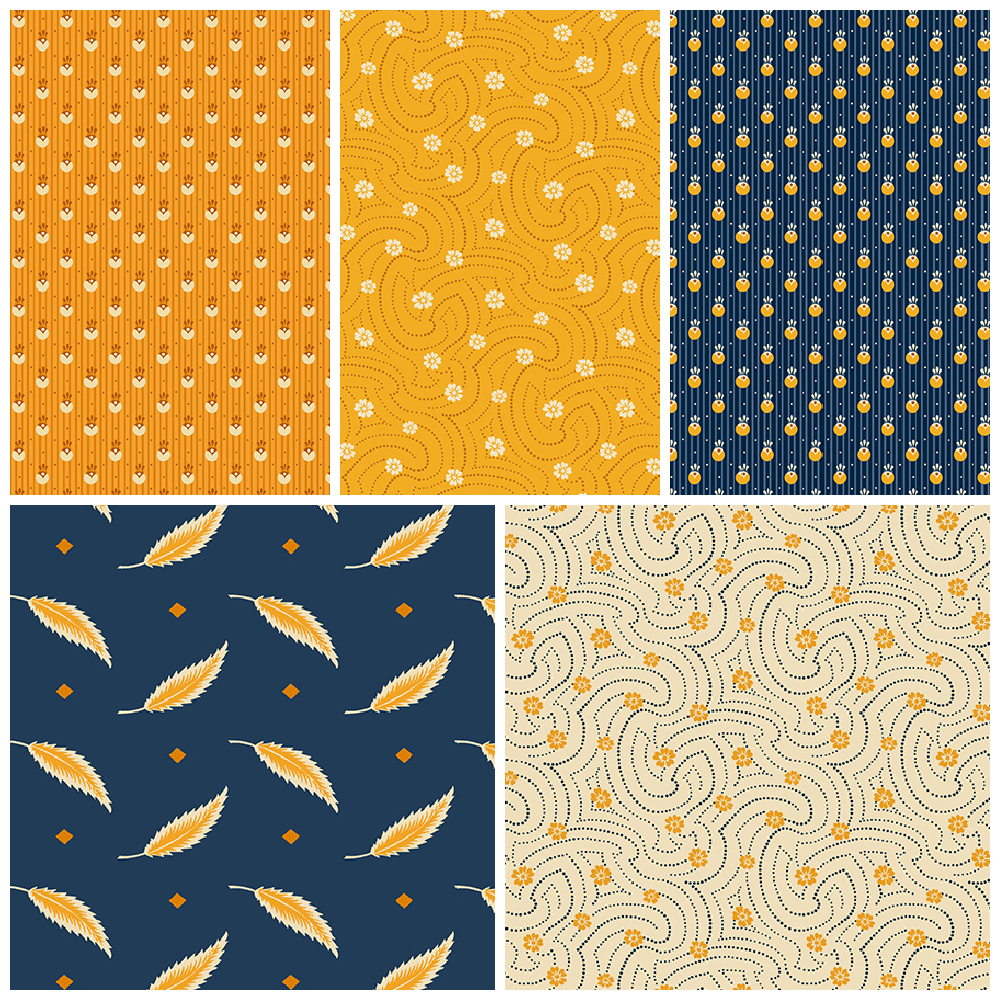 Indigo &amp; Cheddar 5 yd bundle