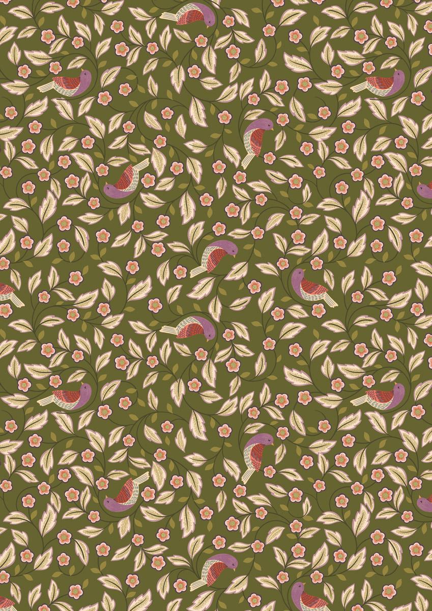 Isabella A855.3 Arts &amp; Crafts Birds on Forest Green