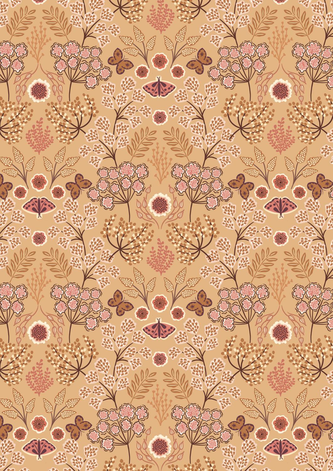 Jardin d&#39;Automne 930A Large Floral Butterfly on Gold