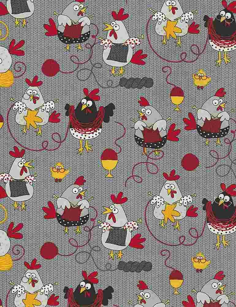 Knits Gail-C5605 Knitting Chickens Grey