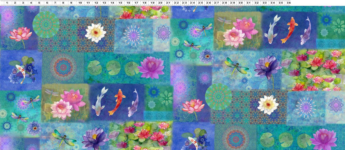 Lily Pond Y4618-90 Patchwork Blue