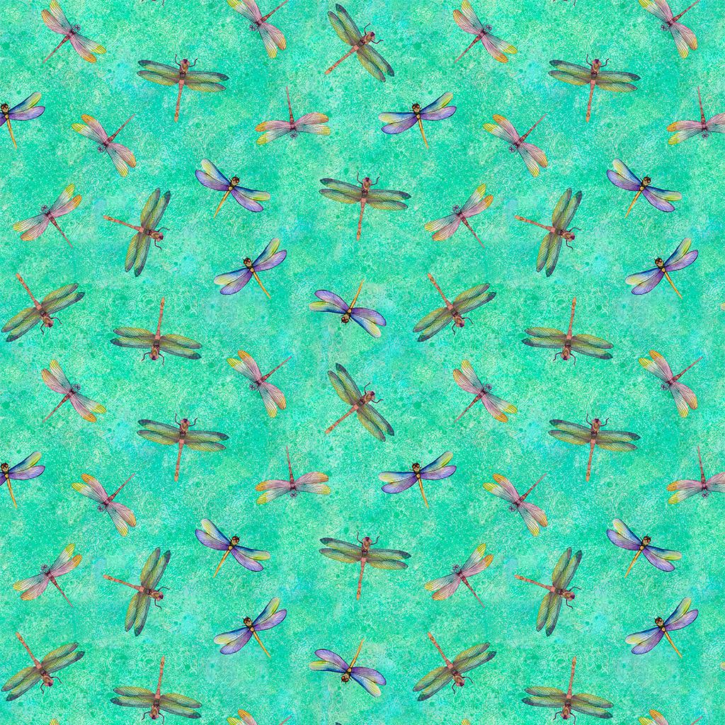Lily Pond Y4626-101 Dragonflies Turquoise